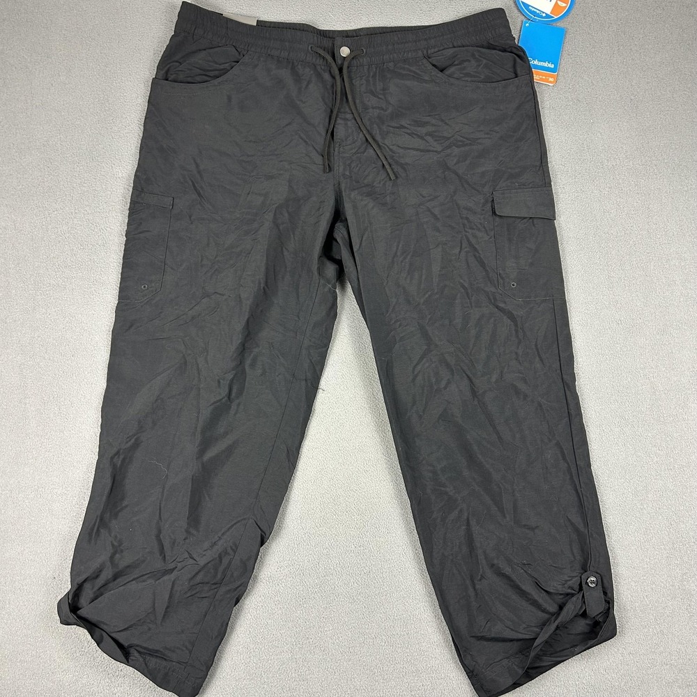 Columbia Pants Womens XL Black Amberley Stream Roll Up UPF 30‎ Water Repellent